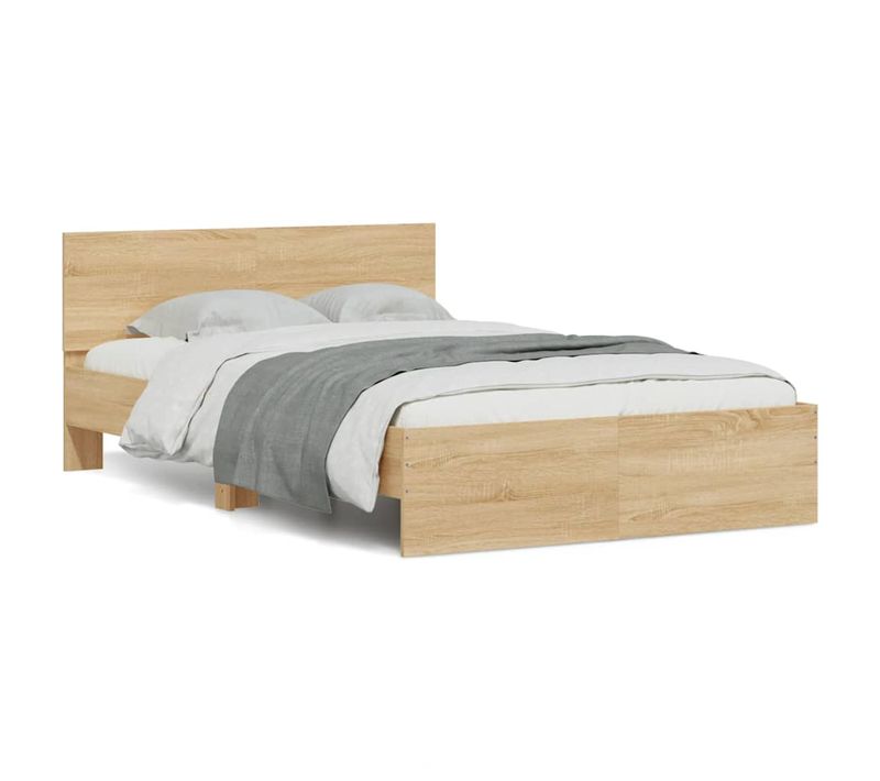 Cadre De Lit Avec Tête De Lit Et LED Chêne Sonoma 120x190 Cm