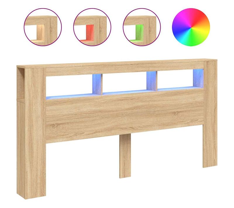 Tête De Lit LED Sonoma Chêne 200x18,5x103,5 Cm Bois Contreplaqué