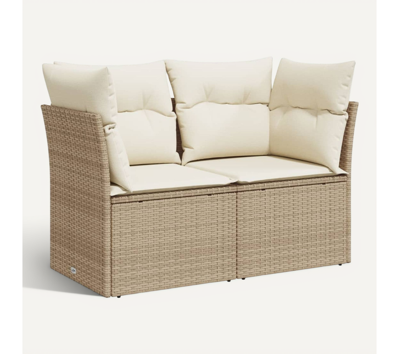 Canapé De Jardin Avec Coussins 2 Places Beige Résine Tressée