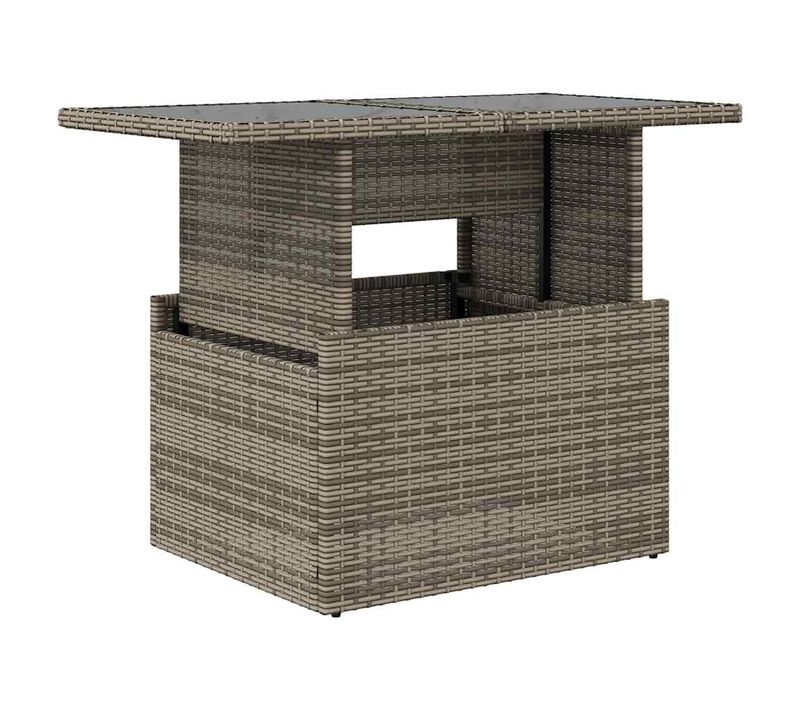 Table Basse De Jardin Relevable Avec Plateau En Verre - 100x55x75 Cm - Gris