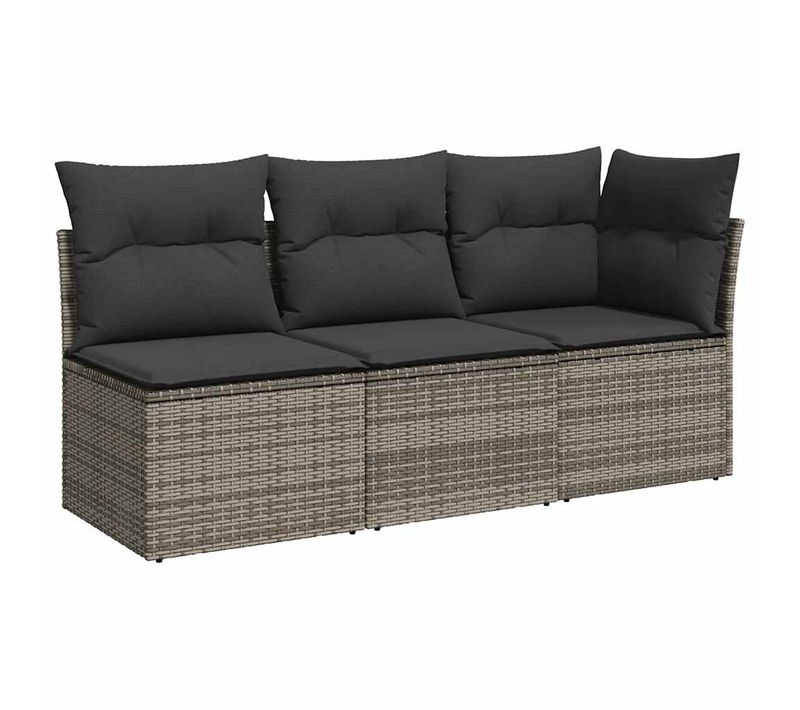 Canapé De Jardin Avec Coussins 3 Places Gris Résine Tressée