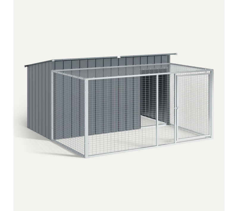 Niche Pour Chien Avec Enclos Anthracite 197 X 194 X 110 Cm Acier Galvanisé