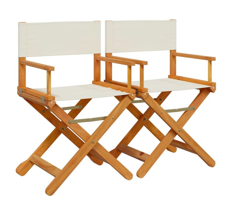Chaises De Réalisateur Pliables Lot De 2 Blanc Crème Tissu