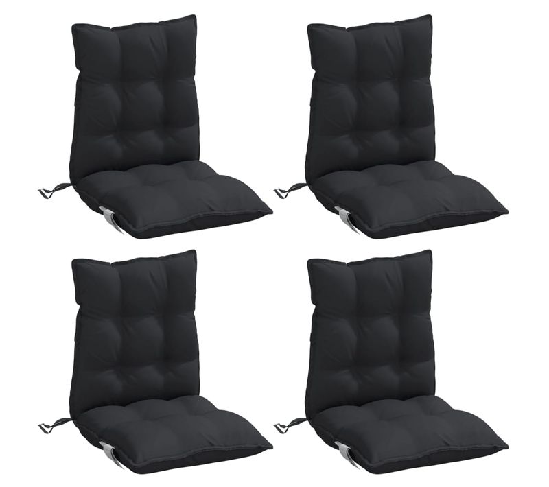 Coussins De Chaise À Dossier Bas Lot De 4 Noir Tissu Oxford