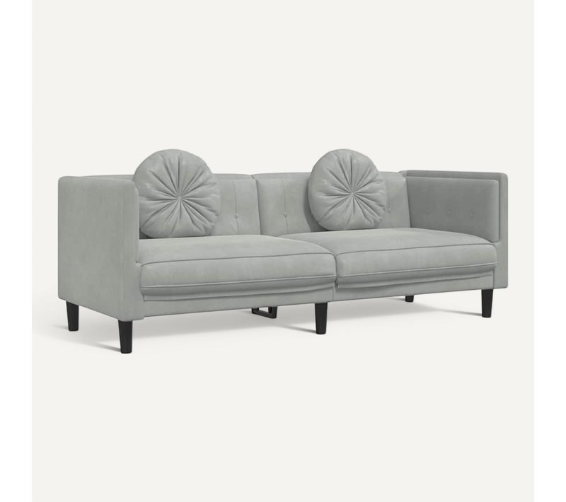 Canapé Avec Coussins 3 Places Gris Clair Velours