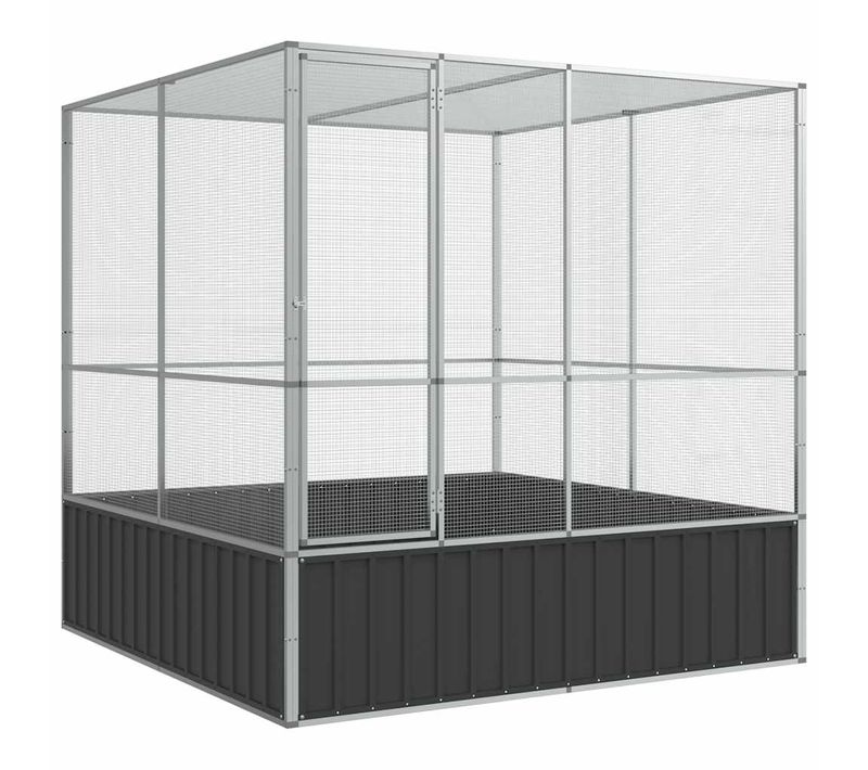 Volière Acier Galva Argent Anthracite 211x207x212 Cm Avec Porte