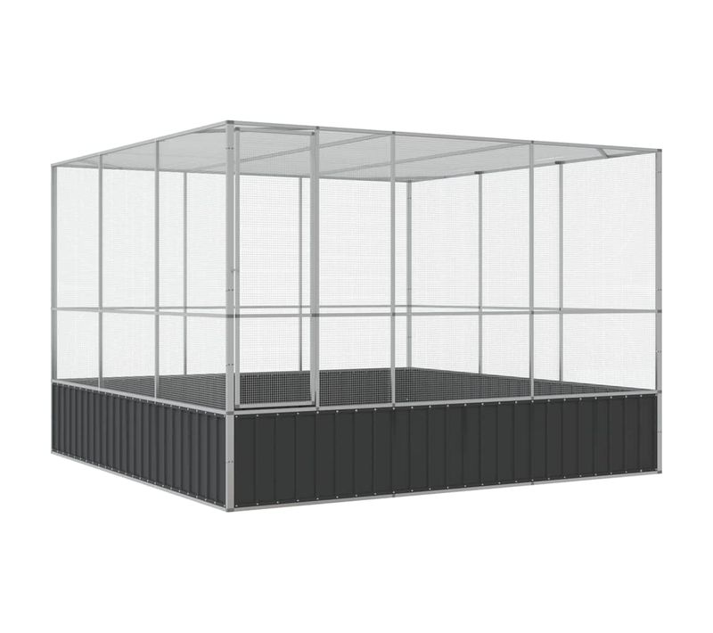 Volière Acier Galva Argent Anthracite 311x307x212 Cm Avec Porte