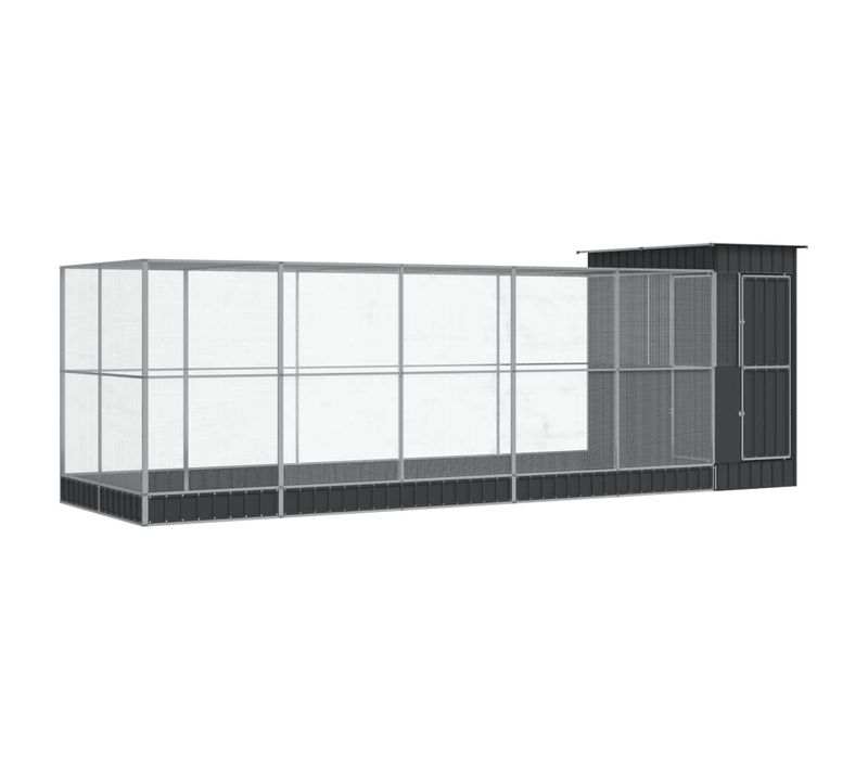 Volière Avec Extension Argenté 623x203x216 Cm Acier