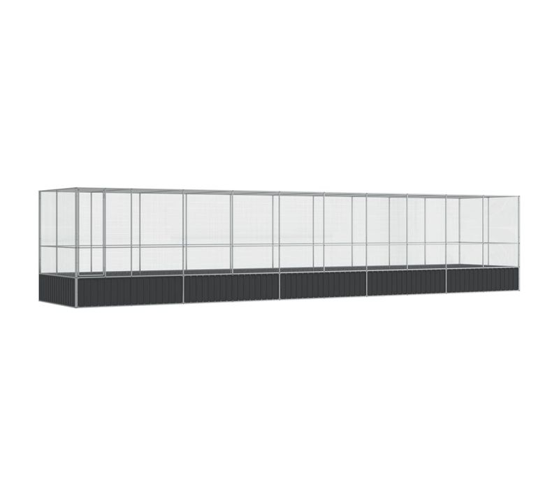 Volière Avec Extension Argenté 1039x207x212 Cm Acier