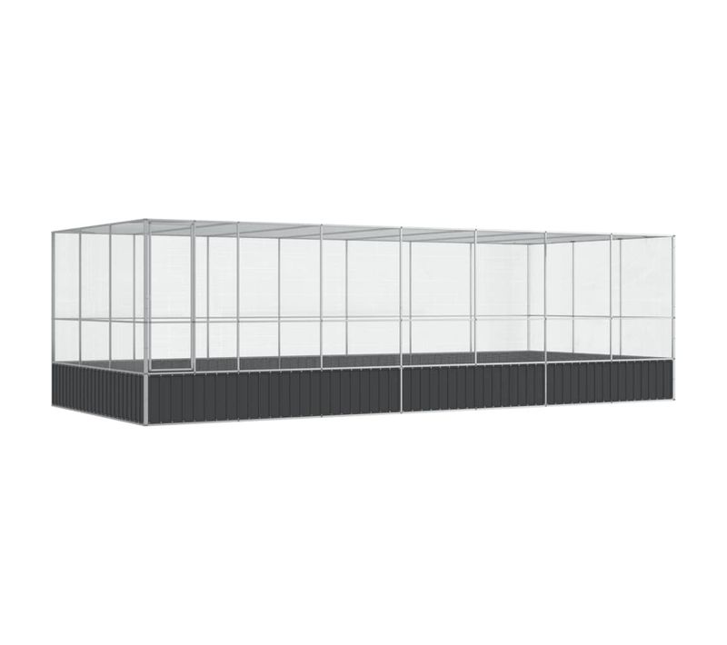 Volière Avec Extension Argenté 725x307x212 Cm Acier