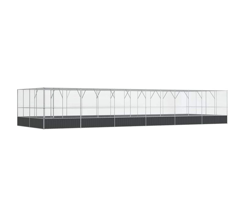 Volière Avec Extension Argenté 1246x414x212 Cm Acier