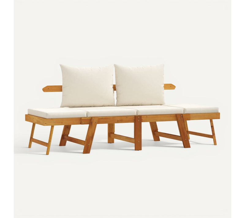 Banc De Jardin Avec Coussins 2 En 1 Bois D'acacia Massif