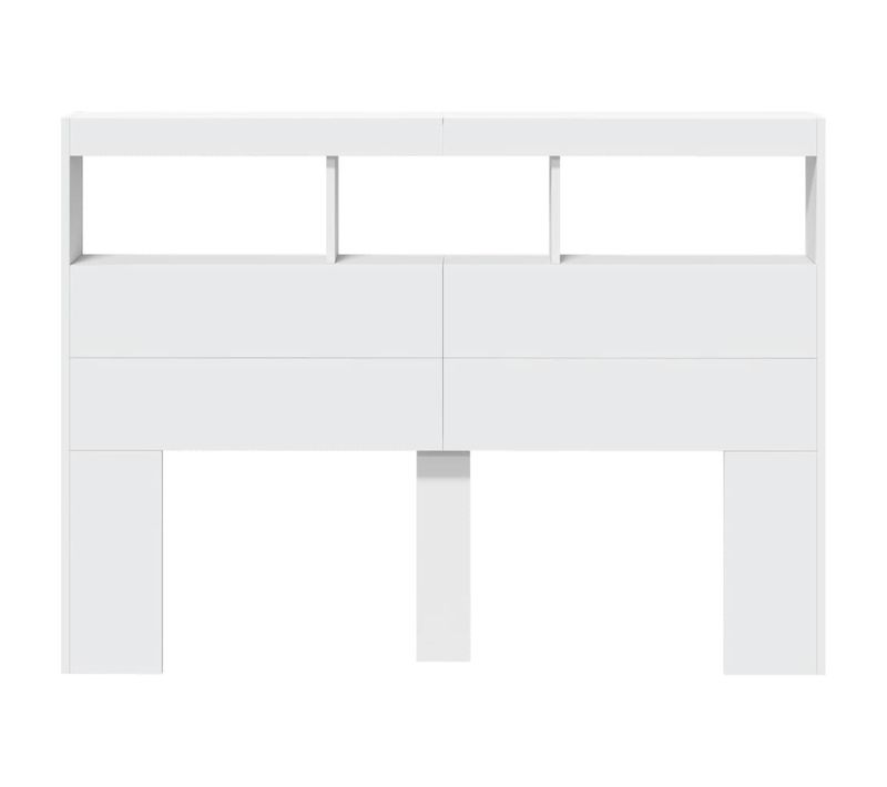 Tête De Lit Avec Rangements LED 140x17x102 Cm Blanc Bois Contreplaqué Accoudoirs Réglables