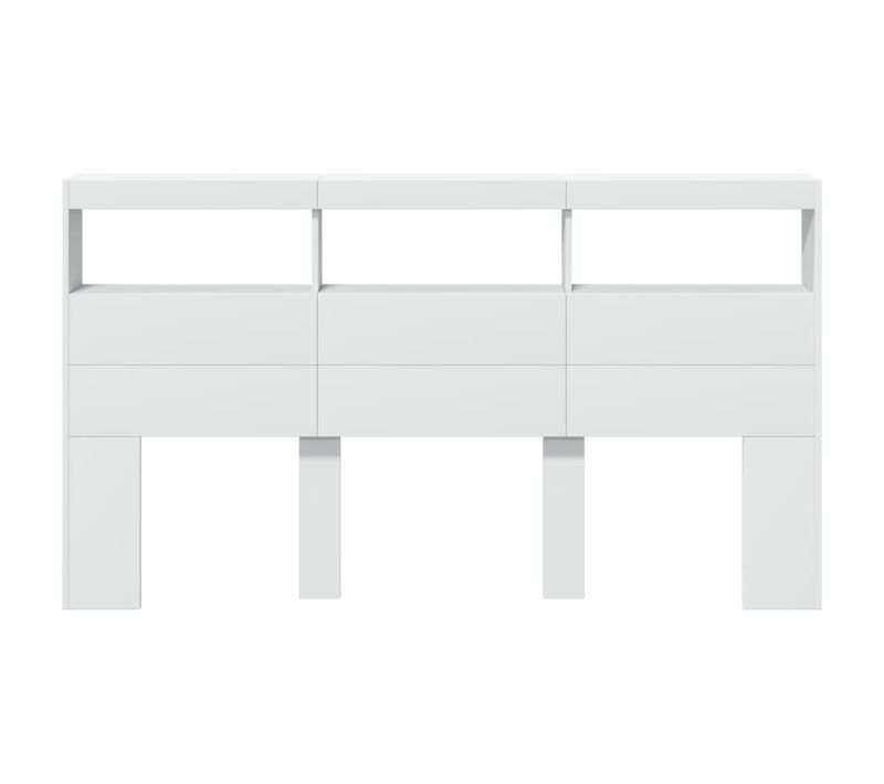 Armoire Tête De Lit Avec LED Blanc 180x17x102 Cm