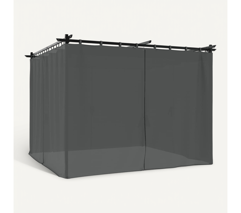 Tonnelle Avec Rideaux Anthracite 3x3 M Acier