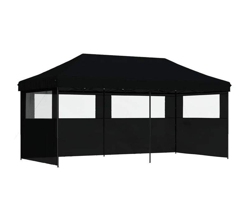 Tente De Réception Pliable Escamotable 3 Parois Latérales Noir