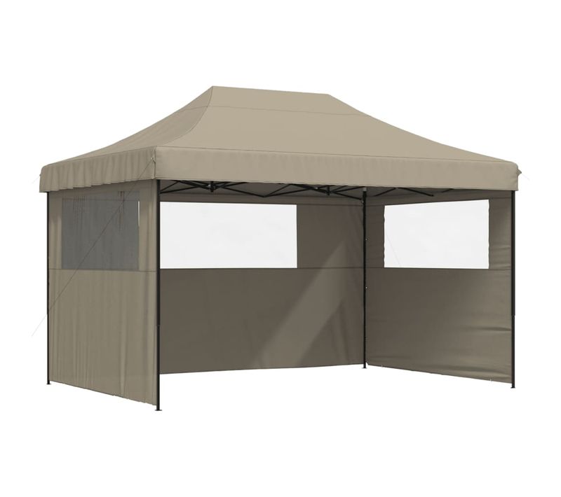 Tente De Réception Pliable Escamotable 3 Parois Latérales Taupe