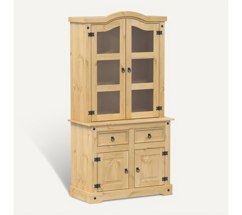 Vitrine En Verre Corona 100x48,5x179 Cm Bois Massif De Pin