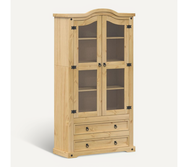 Vitrine En Verre Corona 99x43x187 Cm Bois Massif De Pin