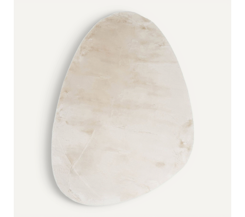 Tapis Doux à Poils Longs - Comfy Supreme Pebble Crème - Asymétrique - 60x80 Cm