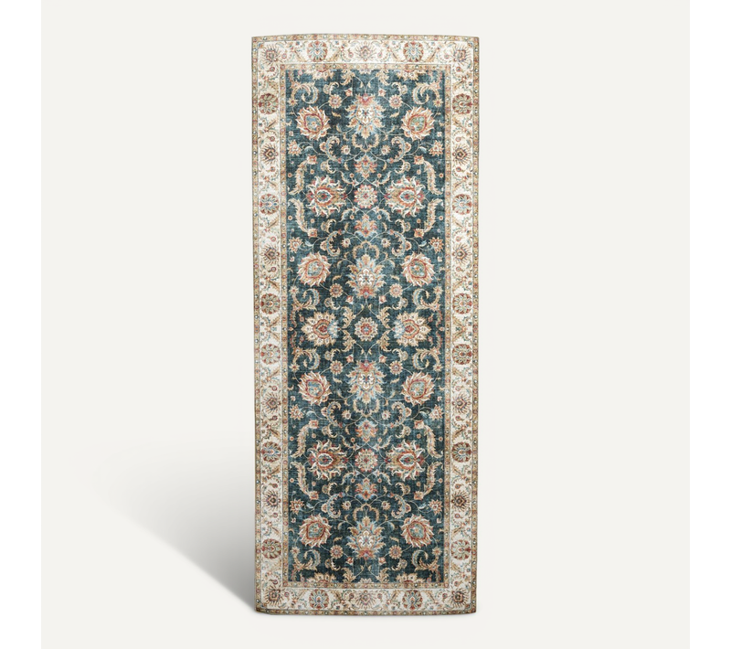 Tapis De Couloir Lavable - Domingo Oriental Vert Foncé - Rectangle - 80x200 Cm