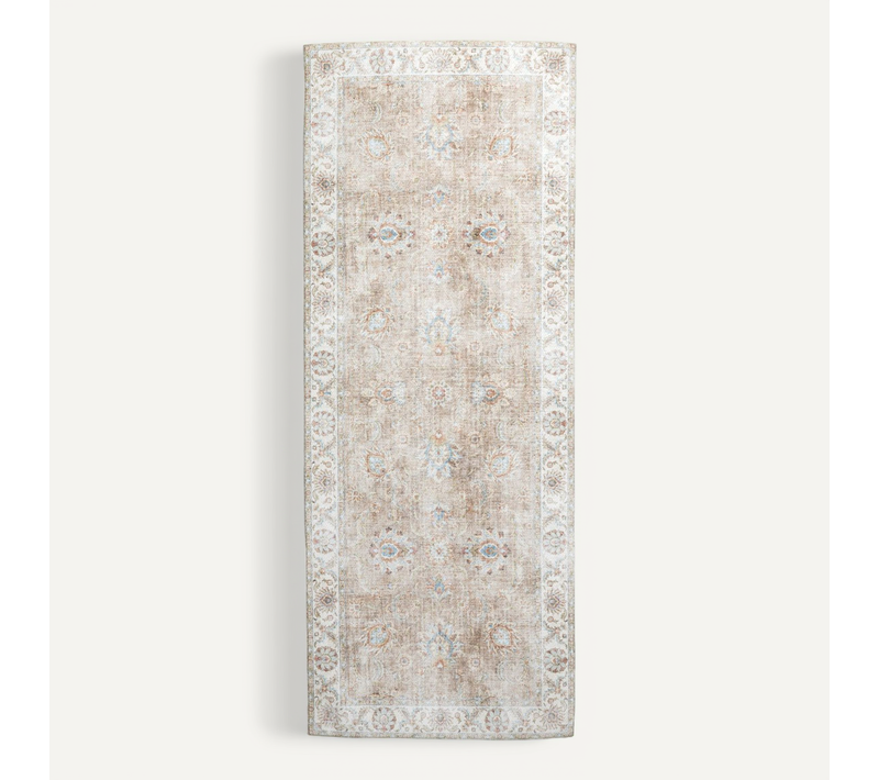 Tapis De Couloir Lavable - Domingo Oriental Beige - Rectangle - 80x250 Cm