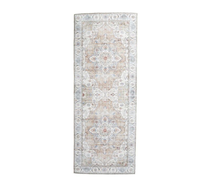 Tapis De Couloir Lavable - Domingo Mandala Beige - Rectangle - 80x200 Cm