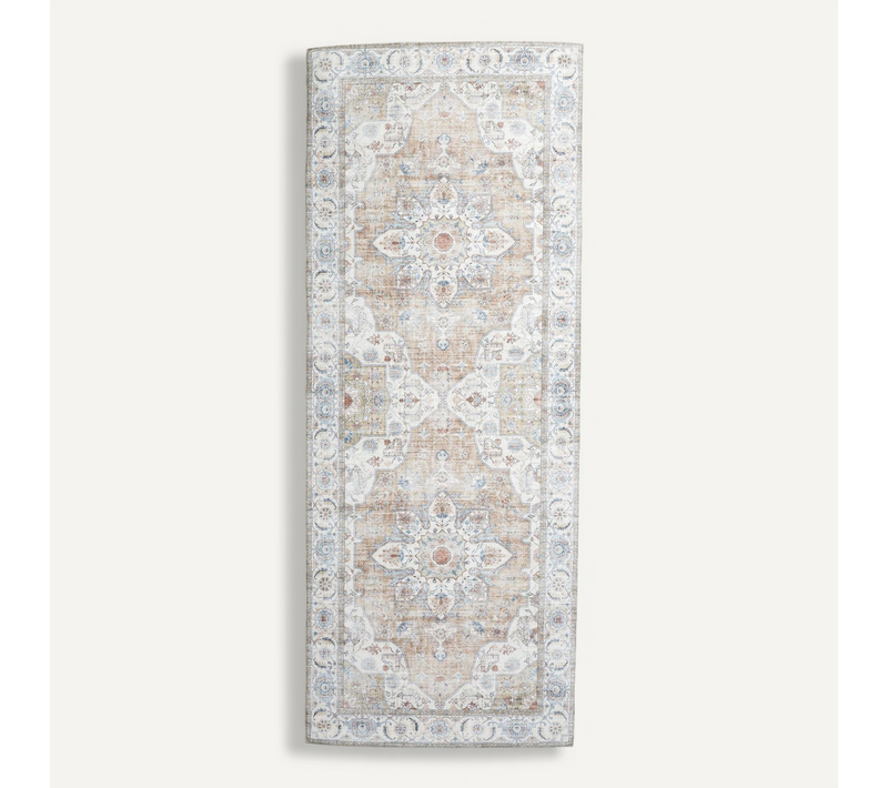 Tapis De Couloir Lavable - Domingo Mandala Beige - Rectangle - 80x250 Cm