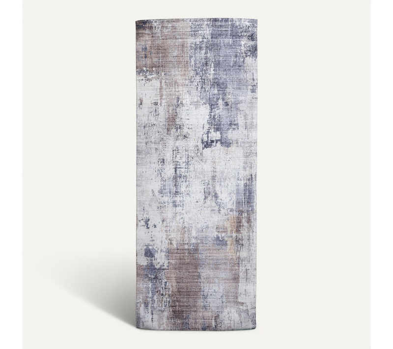 Tapis De Couloir Lavable - Domingo Grunge Taupe/crème - Rectangle - 80x350 Cm