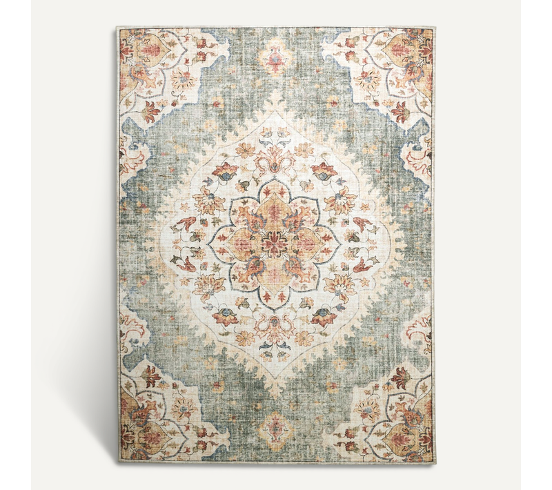 Tapis D'extérieur Vintage - Santo Mandala Vert Olive - Rectangle - 200x290 Cm