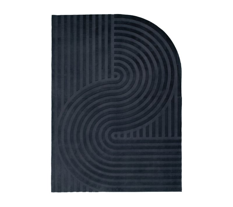 Tapis De Forme Irrégulière - Wavy Anthracite - Asymétrique - 120x170 Cm