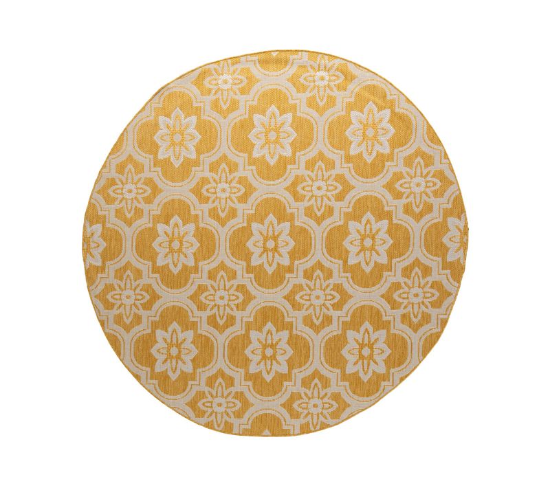 Tapis D’extérieur Rond – Rio Flower Jaune - Rond - D. 160 Cm