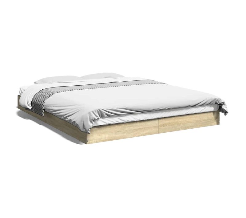 Cadre De Lit 160x200 Cm Chêne Sonoma Bois Contreplaqué