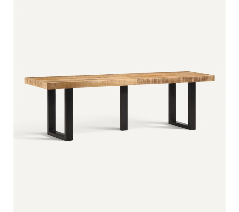 Banc 160 Cm Bois De Manguier Brut Massif Et Acier