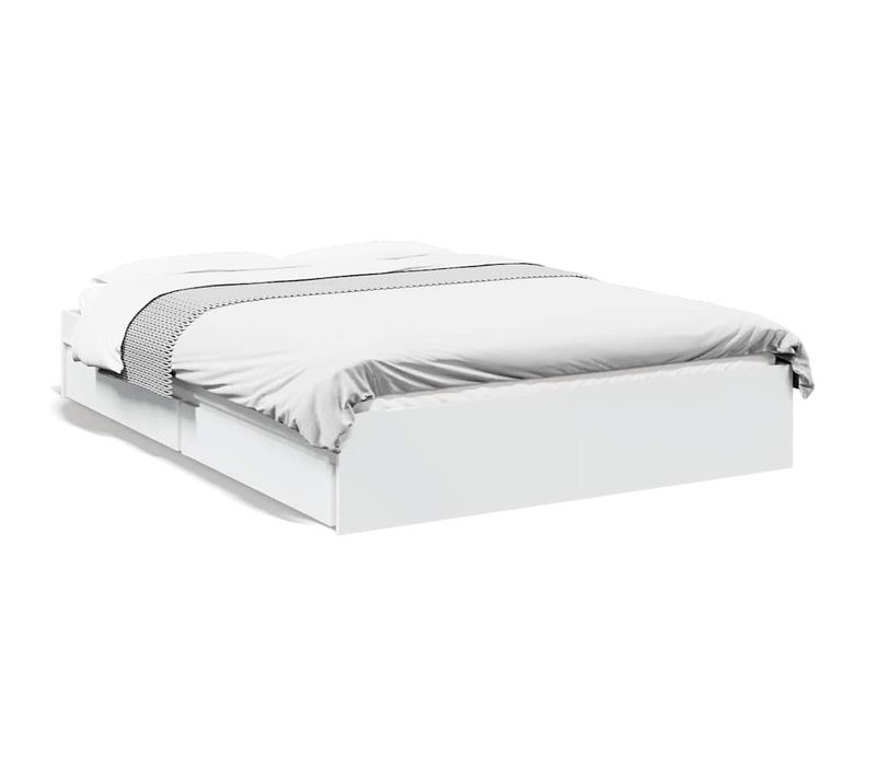 Cadre De Lit Avec Tiroirs Sans Matelas Blanc 120x200 Cm