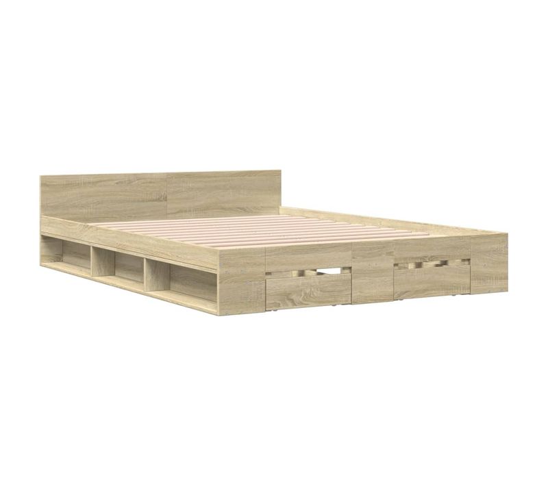 Cadre De Lit Avec Tiroirs Sans Matelas Chêne Sonoma 160x200 Cm