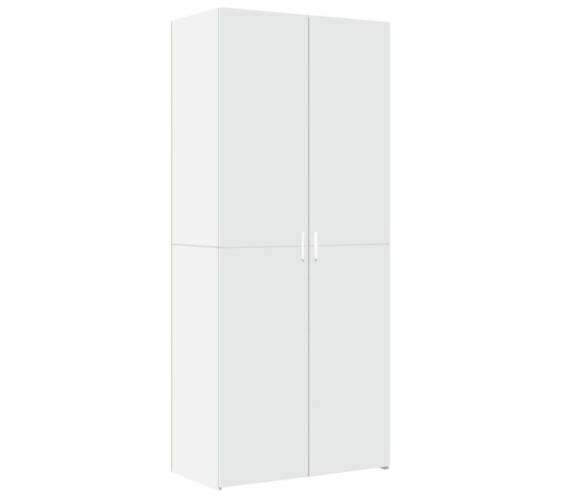 Buffet Haut Blanc 80x42,5x185 Cm Bois Contreplaqué Grand Espace De Stockage