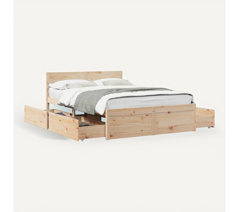 Cadre De Lit Sans Matelas 140x190 Cm Bois De Pin Massif