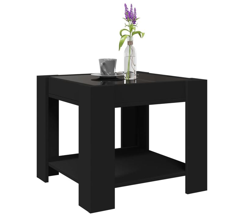 Table Basse Avec LED Noir 53x53x45 Cm Bois Contreplaqué