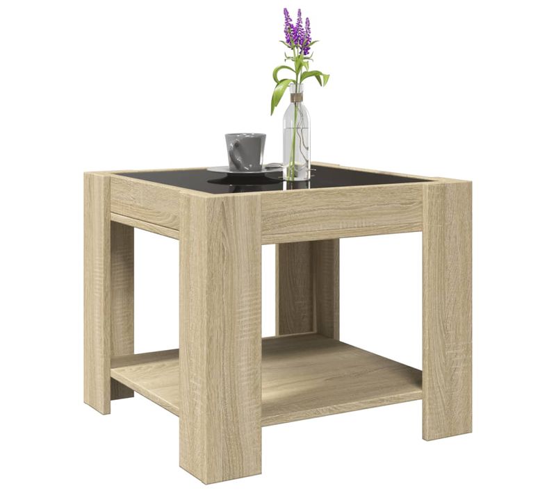 Table Basse Avec LED Chêne Sonoma 53x53x45 Cm Bois Contreplaqué