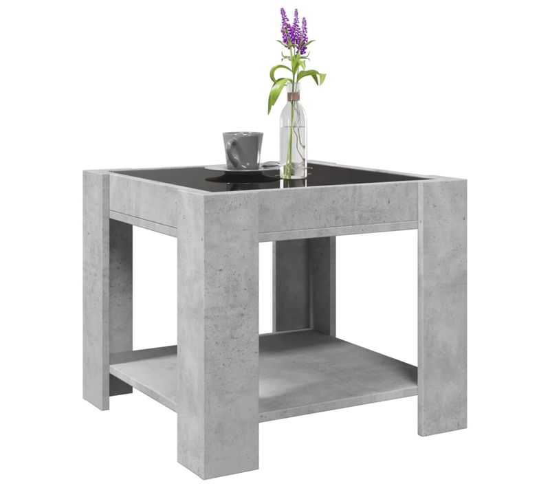 Table Basse Avec LED Gris Béton 53x53x45 Cm Bois Contreplaqué