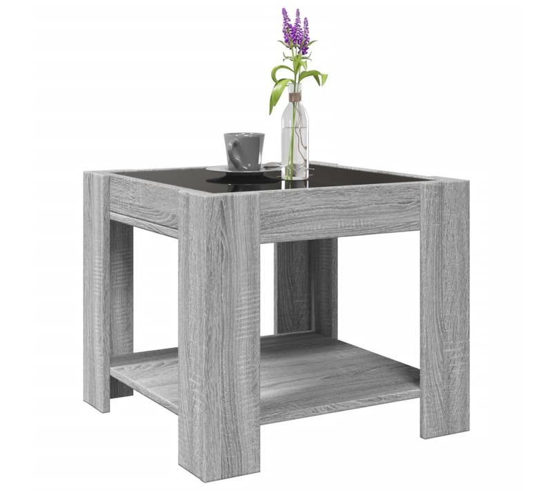 Table Basse Avec LED Sonoma Gris 53x53x45 Cm Bois Contreplaqué