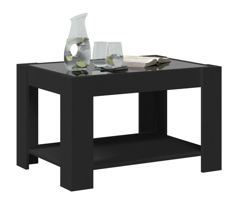 Table Basse Avec LED Noir 73x53x45 Cm Bois Contreplaqué