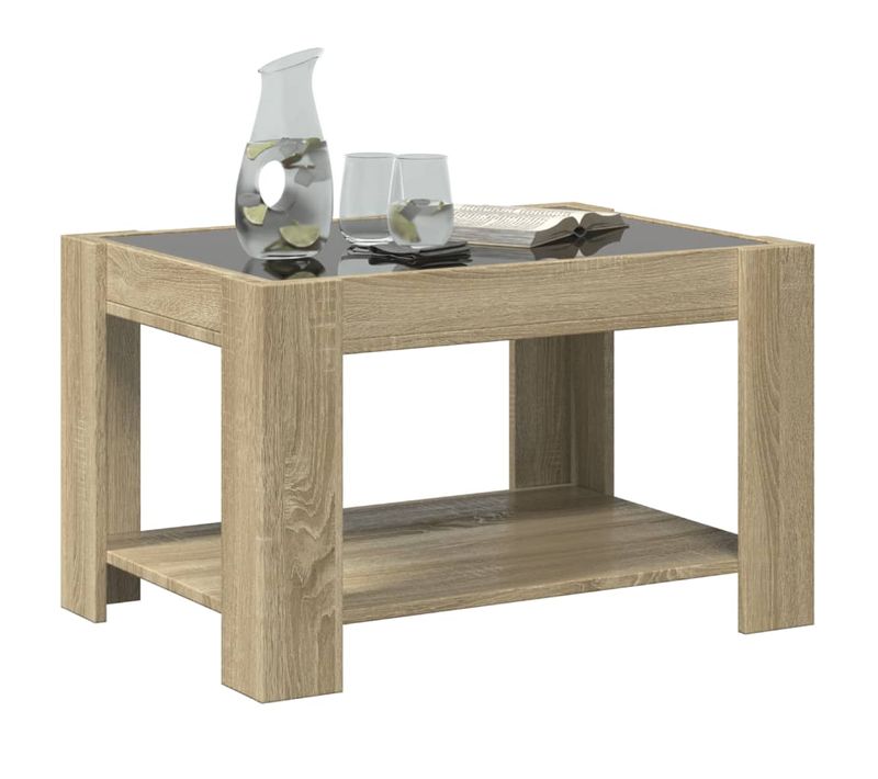 Table Basse Avec LED Chêne Sonoma 73x53x45 Cm Bois Contreplaqué