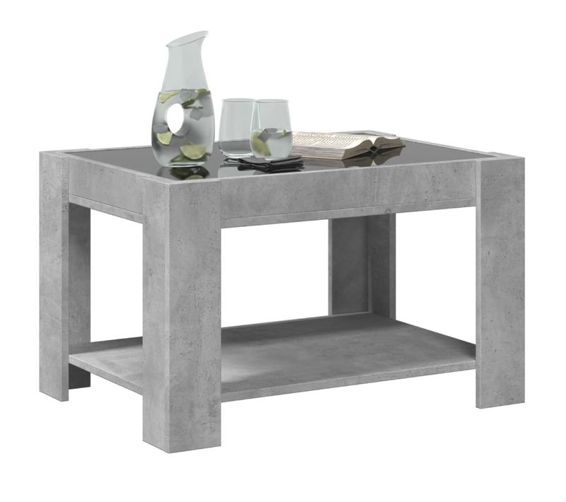 Table Basse Avec LED Gris Béton 73x53x45 Cm Bois Contreplaqué