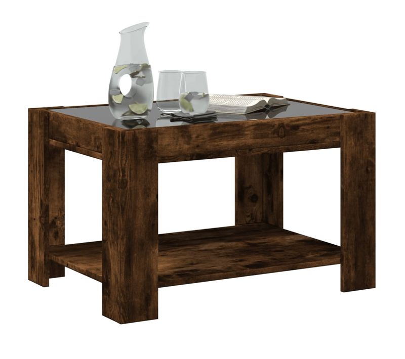Table Basse Avec LED Chêne Fumé 73x53x45 Cm Bois Contreplaqué