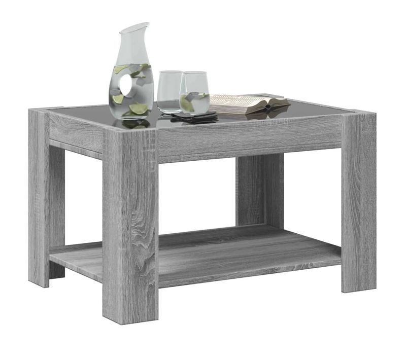 Table Basse Avec LED Sonoma Gris 73x53x45 Cm Bois Contreplaqué