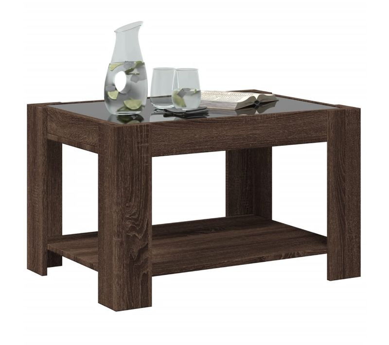 Table Basse Avec LED Chêne Marron 73x53x45 Cm Bois Contreplaqué