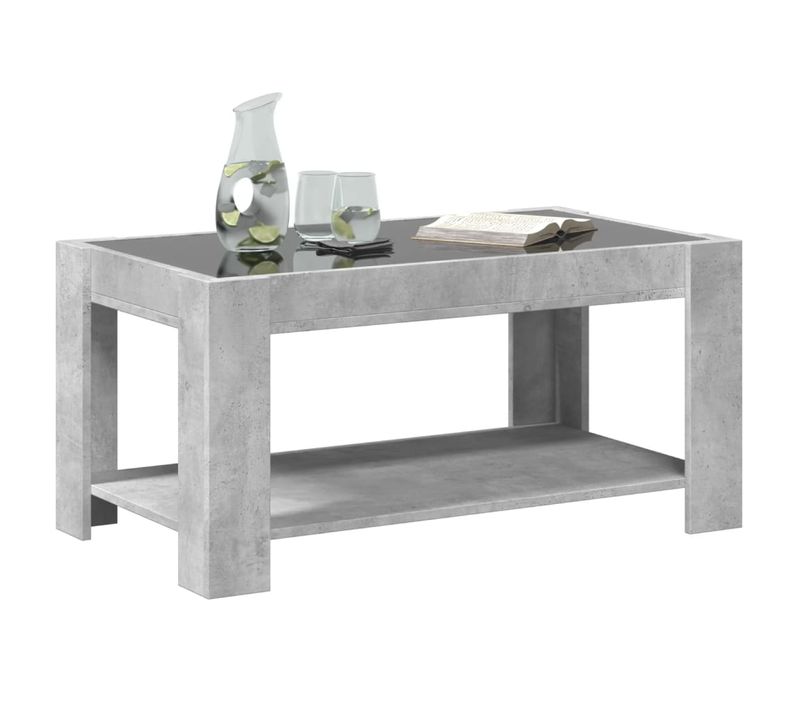 Table Basse Avec LED Gris Béton 93x53x45 Cm Bois Contreplaqué