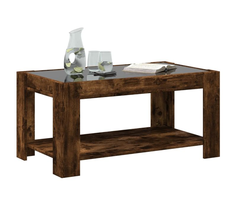 Table Basse Avec LED Chêne Fumé 93x53x45 Cm Bois Contreplaqué